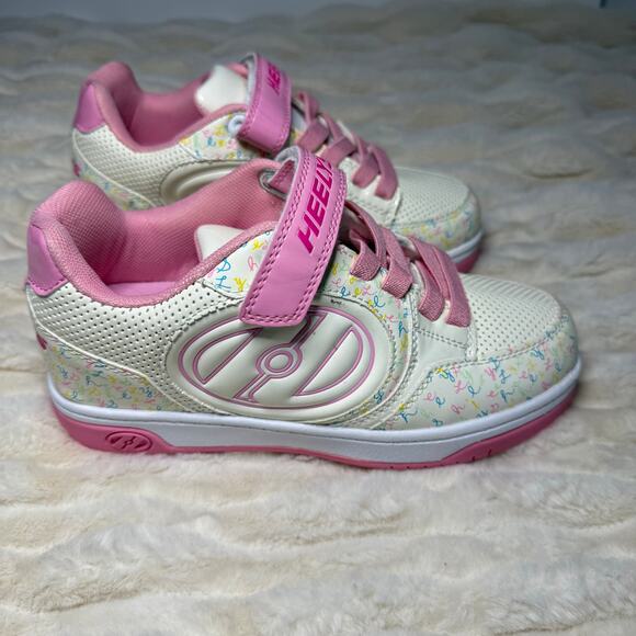 Heelys Pink White Girls Double‎ Wheels Shoes Size Youth 4 - Picture 3 of 11
